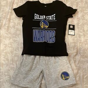 Golden State Warriors Black T-Shirt and Gray Shorts Set